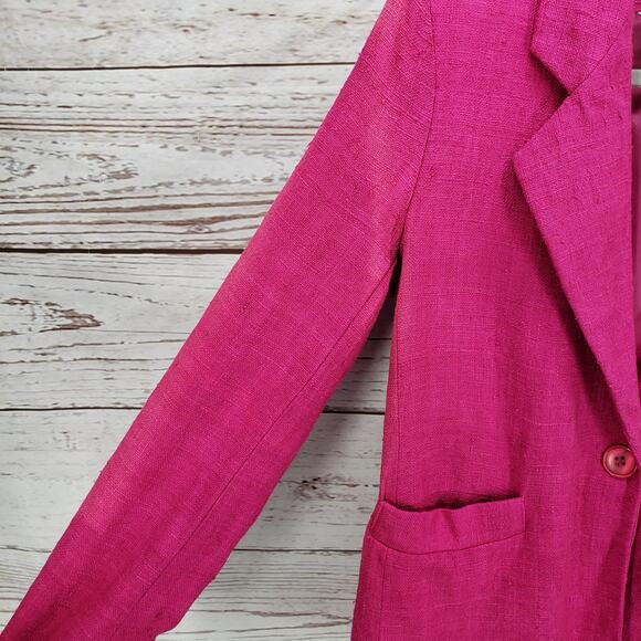 Persona Women's Magenta 100%Silk Single Button Blazer Jacket Size 2 - Picture 8 of 13